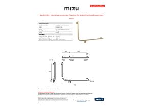 Specification Sheet - Mizu Drift 935 x 600 x 90 Degree Accessible Toilet Grab Rail Modular Right Hand Brushed Brass