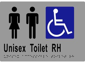 Sign Braille Unisex Accessible WC Right Hand Stainless Steel