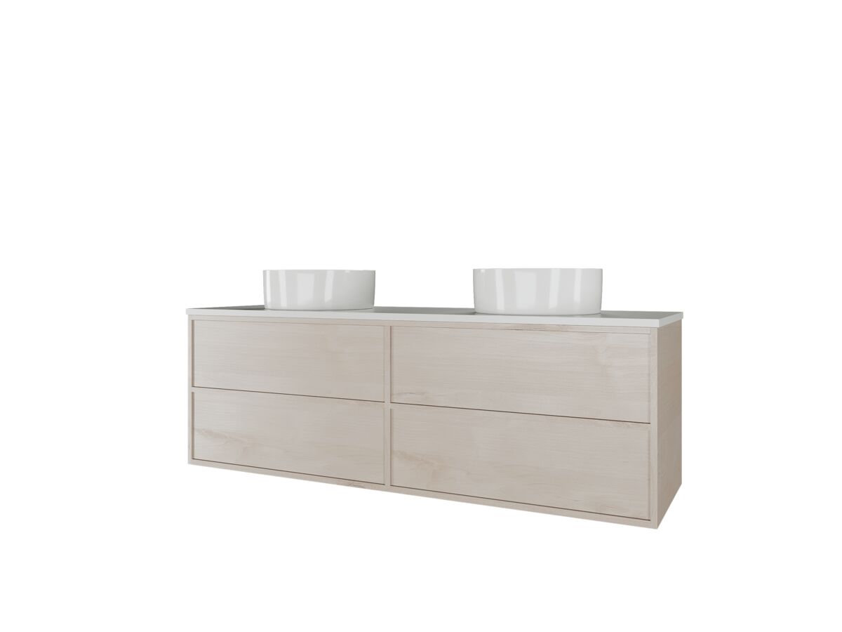 Kado Aspect Wall Hung Vanity Unit 1500mm Double Bowl 4 Drawer Corian 20mm Top