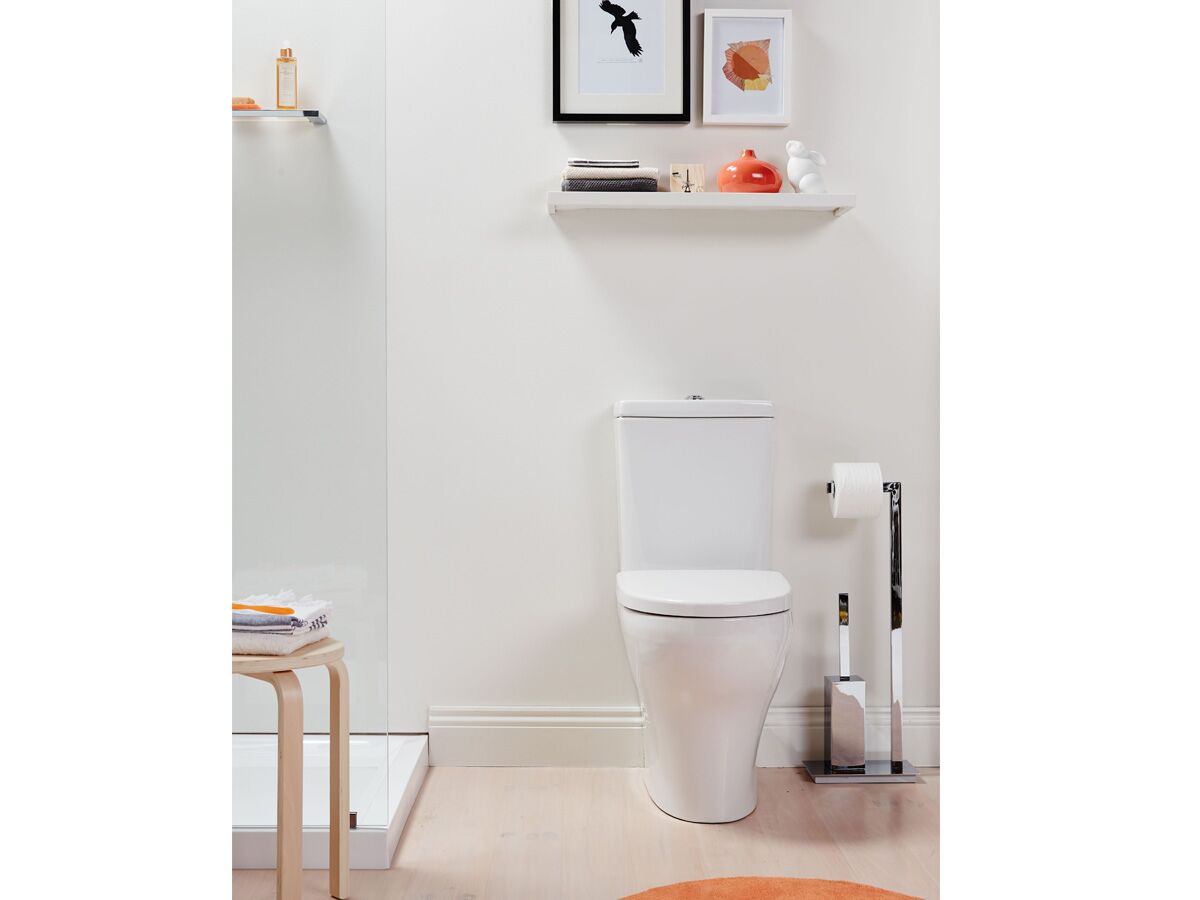 Porcher Cygnet Back to Wall Standard Overheight Toilet Suite with Soft Close Seat White/Chrome (4 Star)