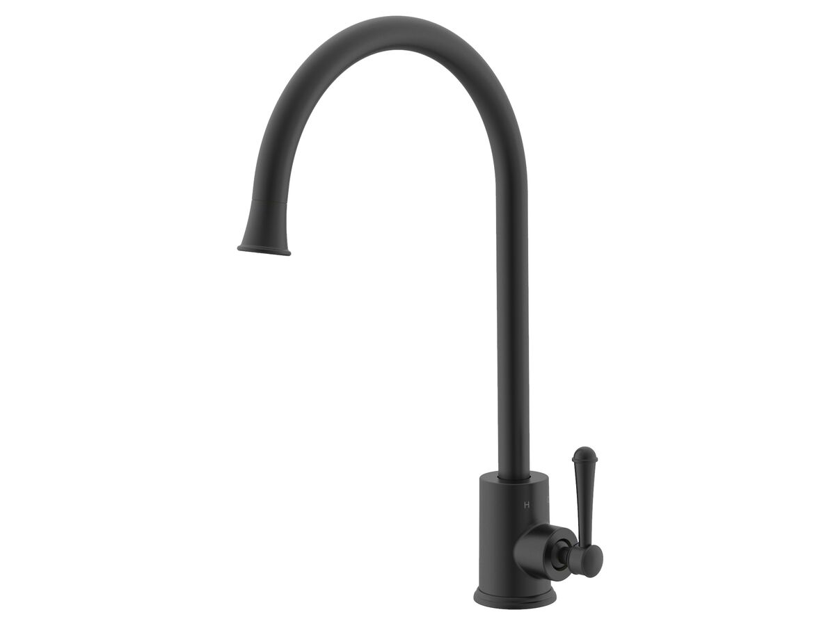 Posh Canterbury Gooseneck Sink Mixer Tap Large Matte Black (4 Star