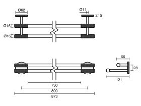 Technical Drawing - Milli Marq Edit Double Towel Rail 800mm