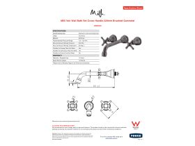 Specification Sheet - Milli Voir Wall Bath Set Cross Handle 220mm Brushed Gunmetal