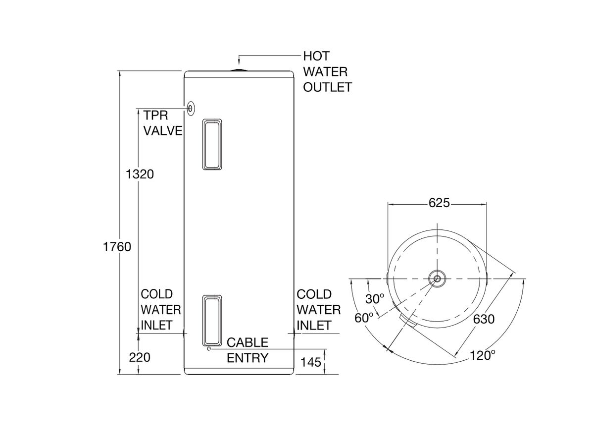 Rheem Stellar 315L 3.6kW Single Element Stainless Steel Electric Hot Water System from Reece