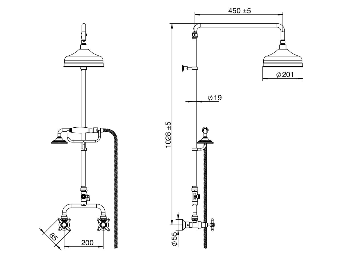 Milli Monument Edit Exposed Twin Telephone Shower Set Cross Handles ...