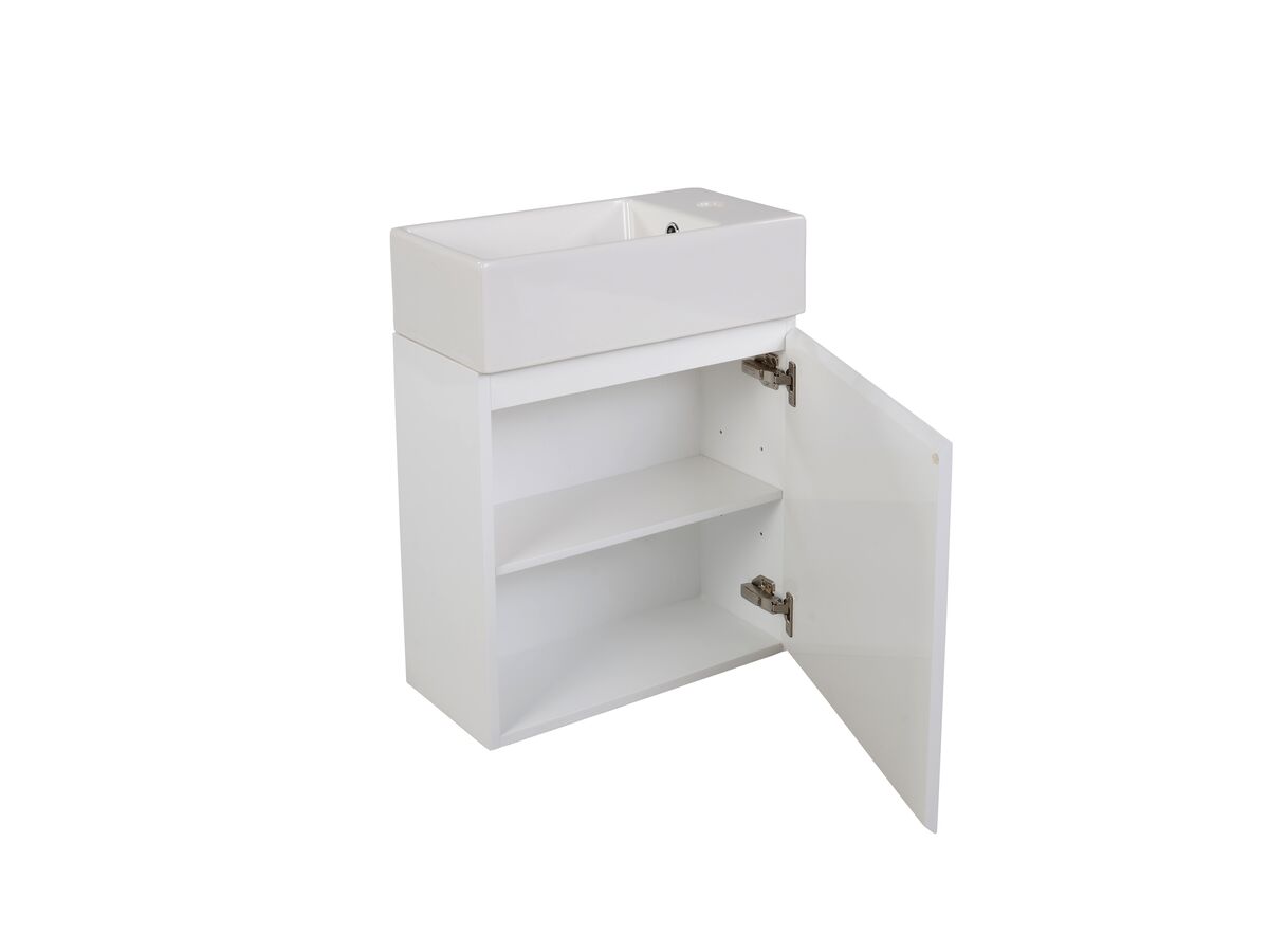 Posh Solus Powder Room Vanity Unit Wall Hung Right Hand Basin 1 Taphole White