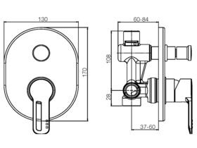 Nobili New Road Shower Mixer with Diverter Chrome
