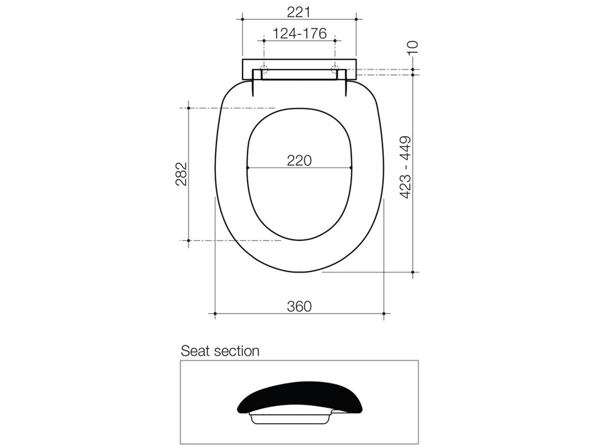 Caroma Profile Toilet Seat Soft Close Plastic Hinge White from Reece