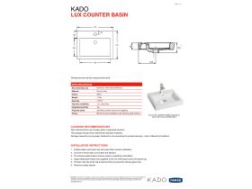 Kado Lux Above Counter Basin 1 Taphole White with Overflow from Reece