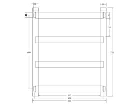 Milli Edge MK2 Heated Towel Rail 600mm x 720mm Polished Stainless Steel
