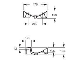 Diverta 470mm Wall/ Above Counter Basin 1 Taphole with Fixing Kit White