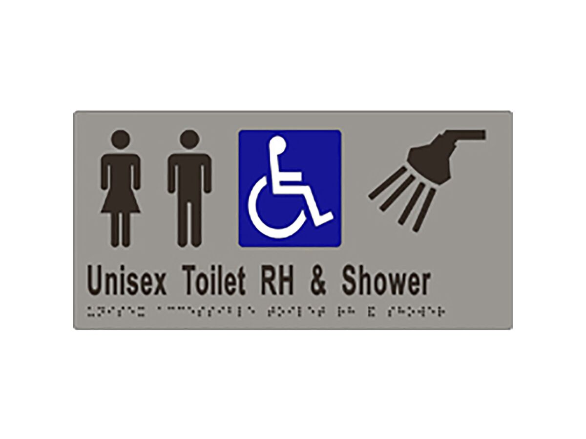 Sign Braille Unisex Accessible WC Right Hand Shower Stainless Steel