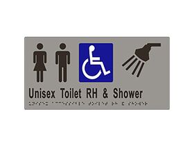 Sign Braille Unisex Accessible WC Right Hand Shower Stainless Steel