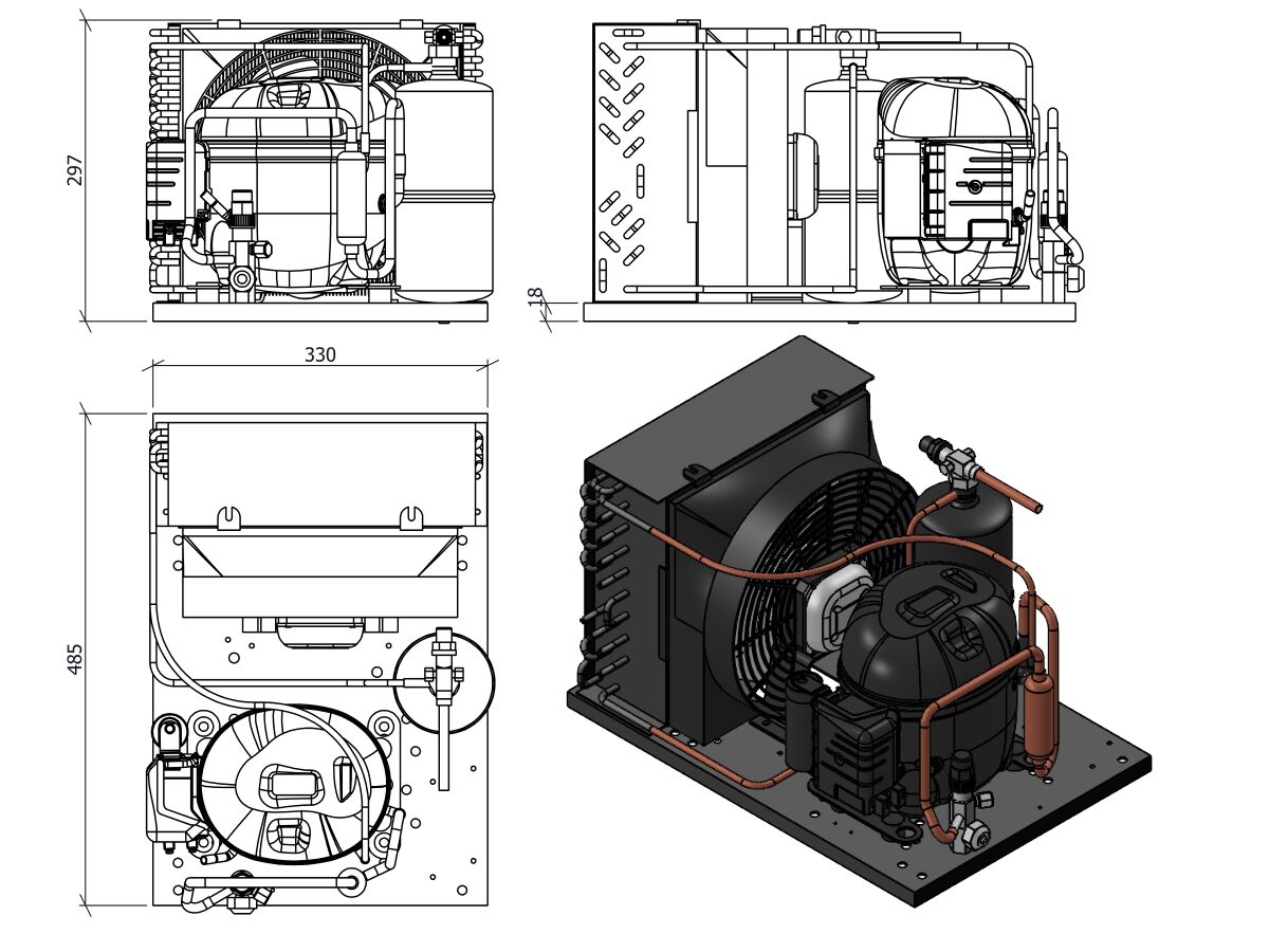 Tecumseh HTA Condensing Unit 1/2HP R404A LBP AET2420ZBRFZ1B from Reece