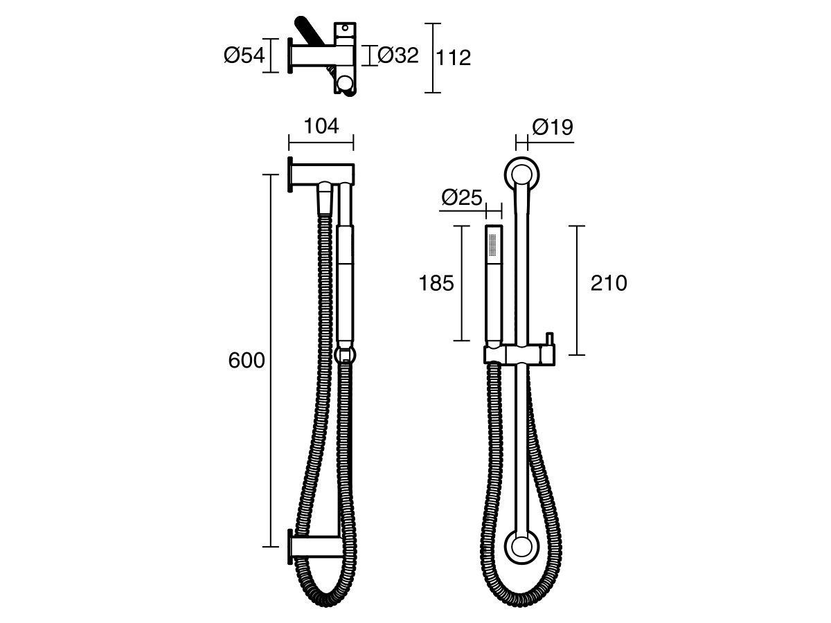 Sussex Scala Single Rail Shower with Top Rail Water Inlet Living