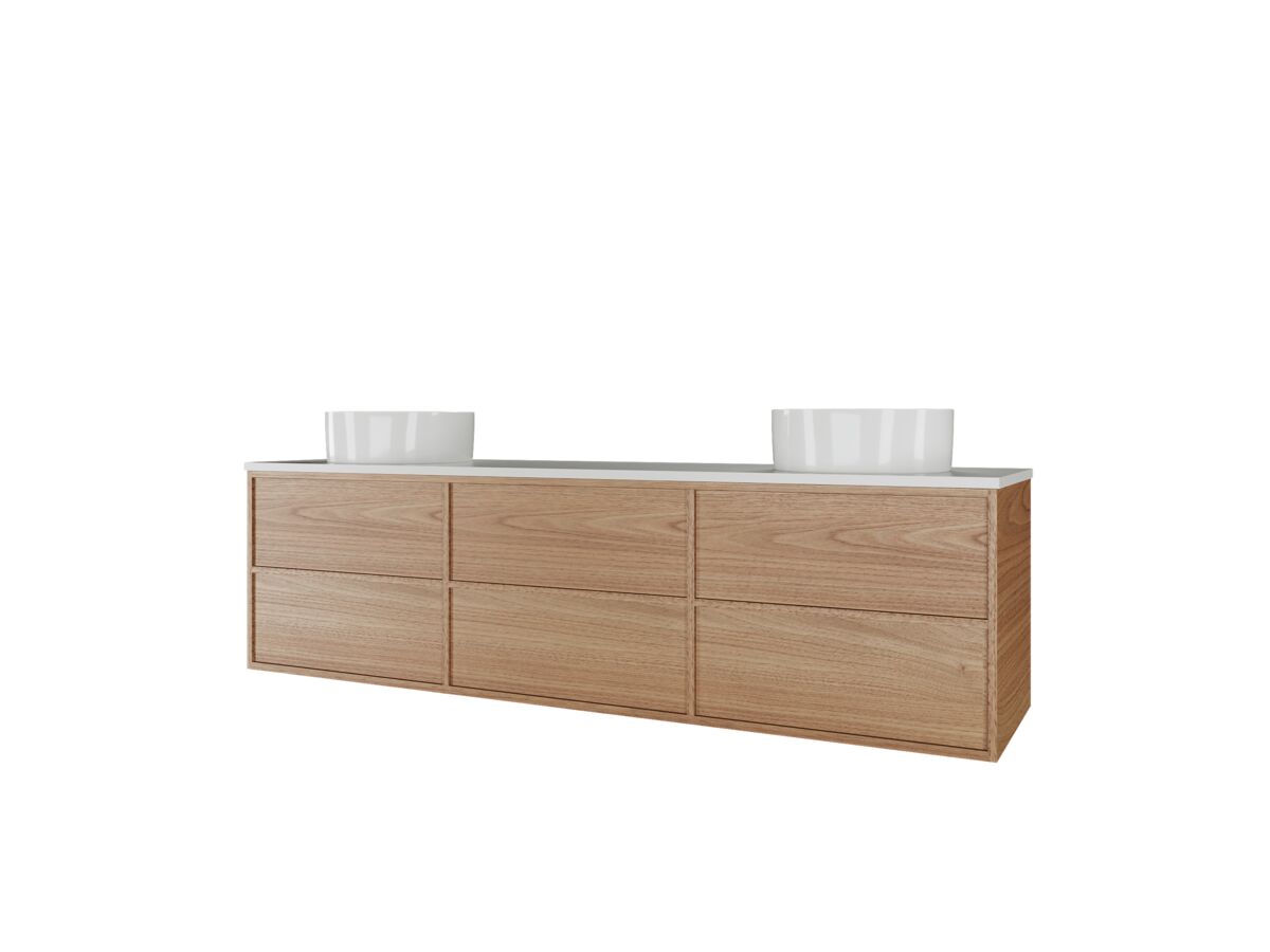 Kado Aspect Wall Hung Vanity Unit 1800mm Double Bowl 6 Drawer Corian 20mm Top