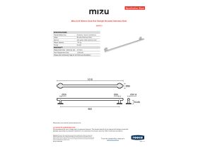 Specification Sheet - Mizu Drift 900mm Grab Rail Straight Brushed Stainless Steel