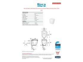 Specification Sheet - Roca Ona Back To Wall Rimless Pan with Soft Close Quick Release Toilet Seat White (4 Star)