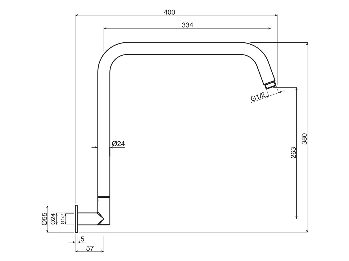 Mizu Drift Gooseneck Shower Arm Only Matte Black from Reece