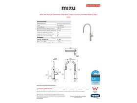 Specification Sheet - Mizu Drift Pull Out Gooseneck Sink Mixer Curve 2 Function Brushed Nickel (5 Star)