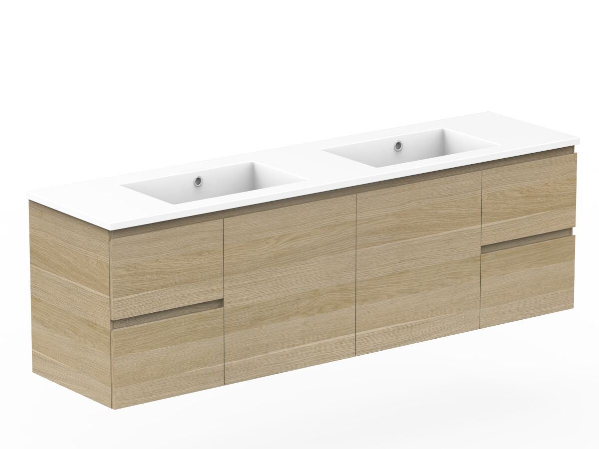 Posh Domaine Plus Conventional 1800mm Double Bowl Wall Hung Vanity Cast