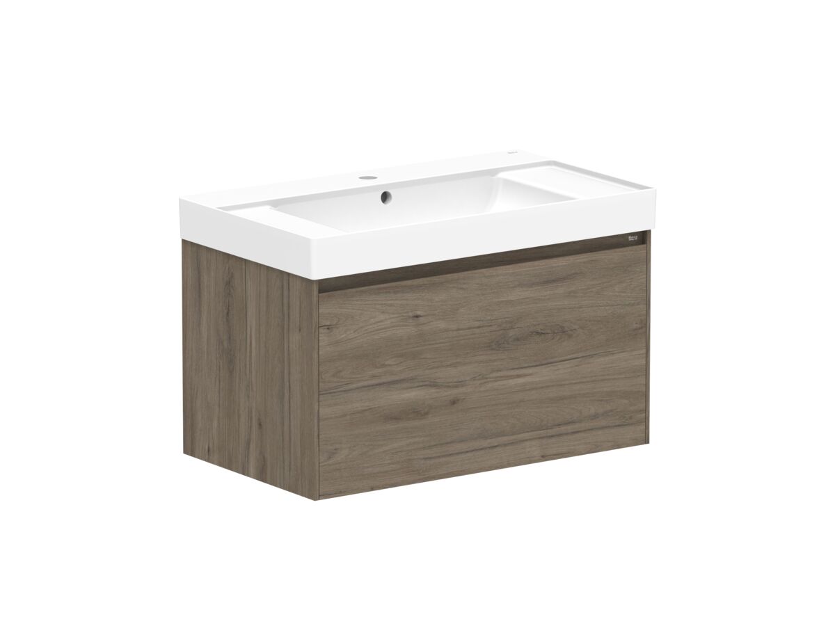 Roca Ona Vanity All Drawer Single Centre Bowl 800mm Dark Elm