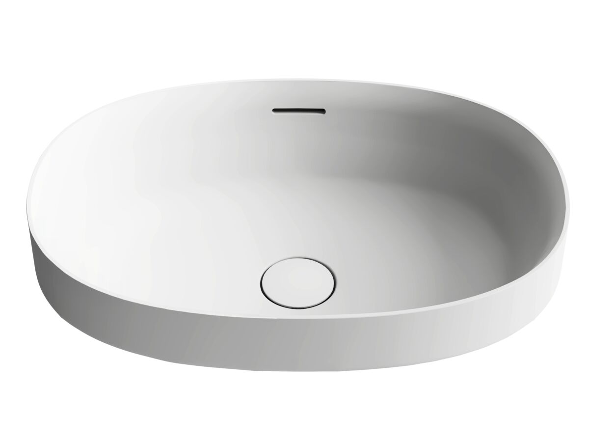Hero - Kado Lussi Thin Edge Oval Semi Inset Basin with Solid Surface Plug and Waste 500mm