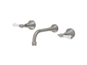Kado Era Wall Bath Set 200mm Lever Porcelain Handle Brushed Nickel