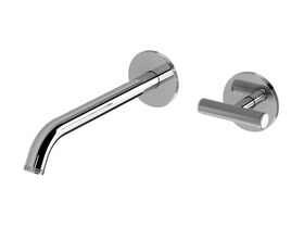 Hero - Milli Etch Progressive Wall Basin / Bath Mixer Tap Set with Round Backplate Chrome