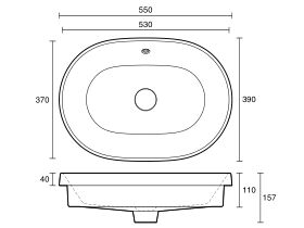 Roca The Gap Round Semi Inset Basin 550mm x 390mm With Overflow White