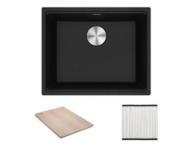 Franke City Fragranite Single Bowl 510mm Undermount Sink Pack includes Chopping Board and Rollamat Onyx