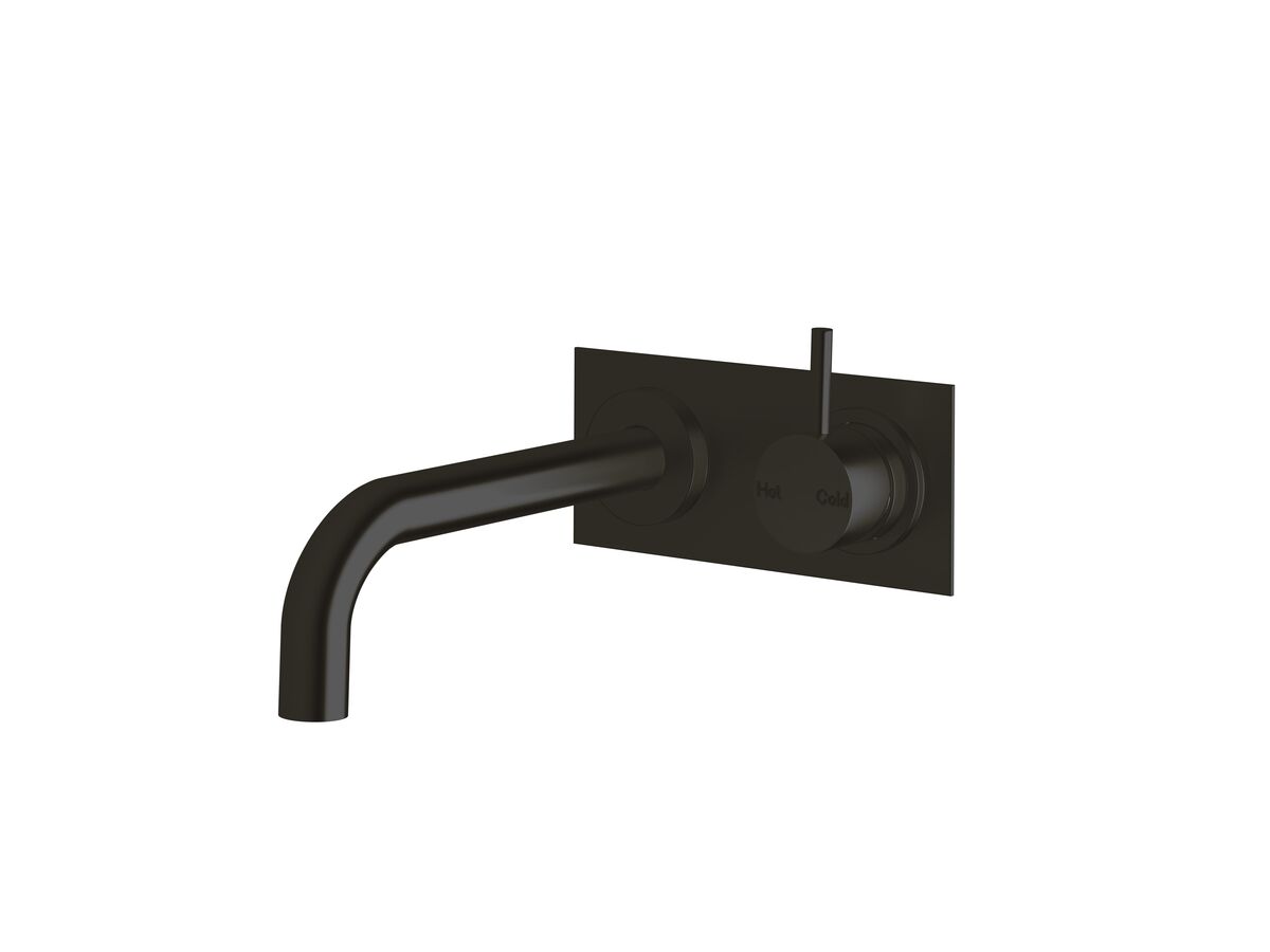 Scala 25mm Curved Wall Basin Mixer Tap System RH 200mm LUX PVD Matte Opium Black (6 Star)