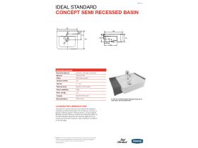 Technical Guide - Ideal Standard Concept Semi Recessed Basin 1 Taphole White