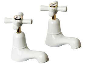Posh Bristol Pillar Taps White/Gold (0 Star)