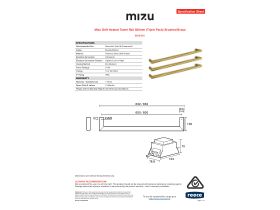 Specification Sheet - Mizu Drift Heated Towel Rail 830mm (Triple Pack) Brushed Brass