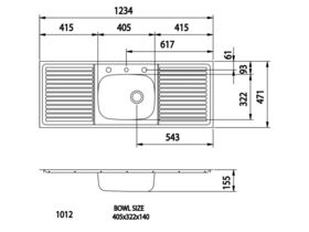 Clark Flushline Single Centre Bowl 1234mm