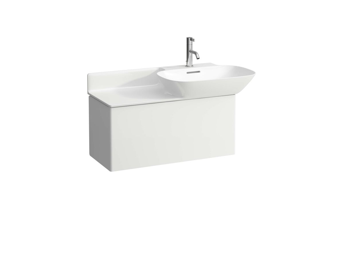 LAUFEN Ino Wall Basin with Shelf Right Hand Bowl with Overflow 1 Taphole 900mm White