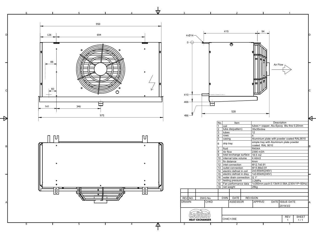Cabero Evaporator Low Temperature CH4C1/35E1 from Reece