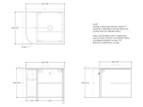 Kado Era 12mm Durasein Top Single Curve All Door 600mm Wall Hung Vanity with Center Basin