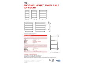 Technical Guide - Milli Edge MK2 Heated Towel Rail 1050mm x 720mm Polished Stainless Steel