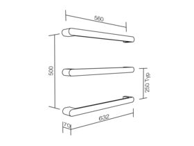 Milli Rush Heated Towel Rail 632mm (Each) Stainless Steel