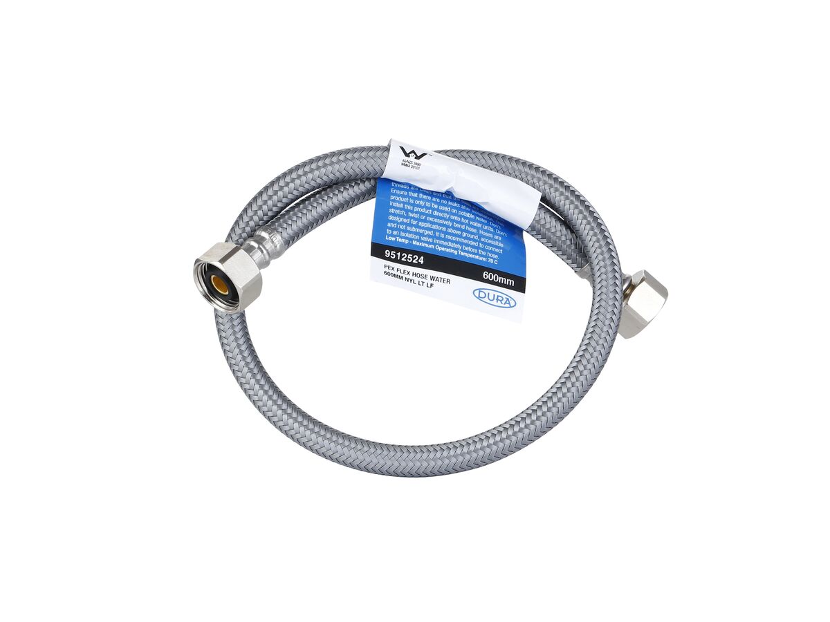 Dura Pex Flex Hose Water 600mm Nylon Low-Temp Lead Free