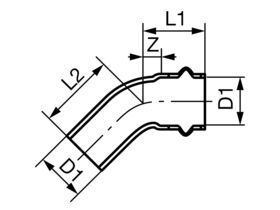 >B< Press Elbow Male & Female 45 Degree