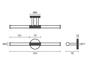 Technical Drawing - Milli Marq Edit Double Toilet Roll Holder