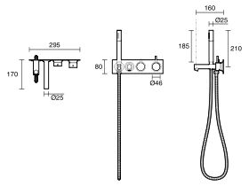 Scala Bath Mixer Tap Diverter System 160mm Outlet Right Hand Operation