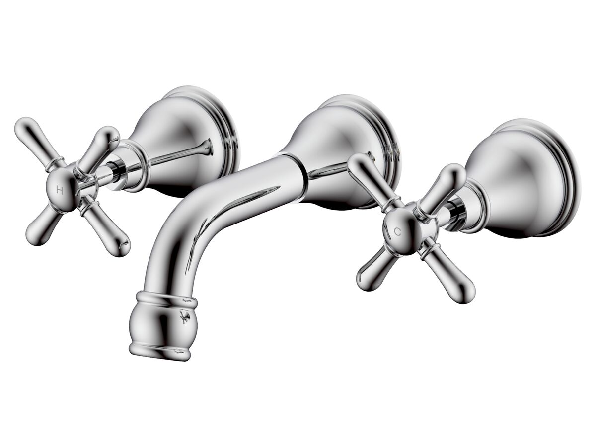 Milli Voir Wall Basin Set Cross Handle 150mm Chrome (5 Star)