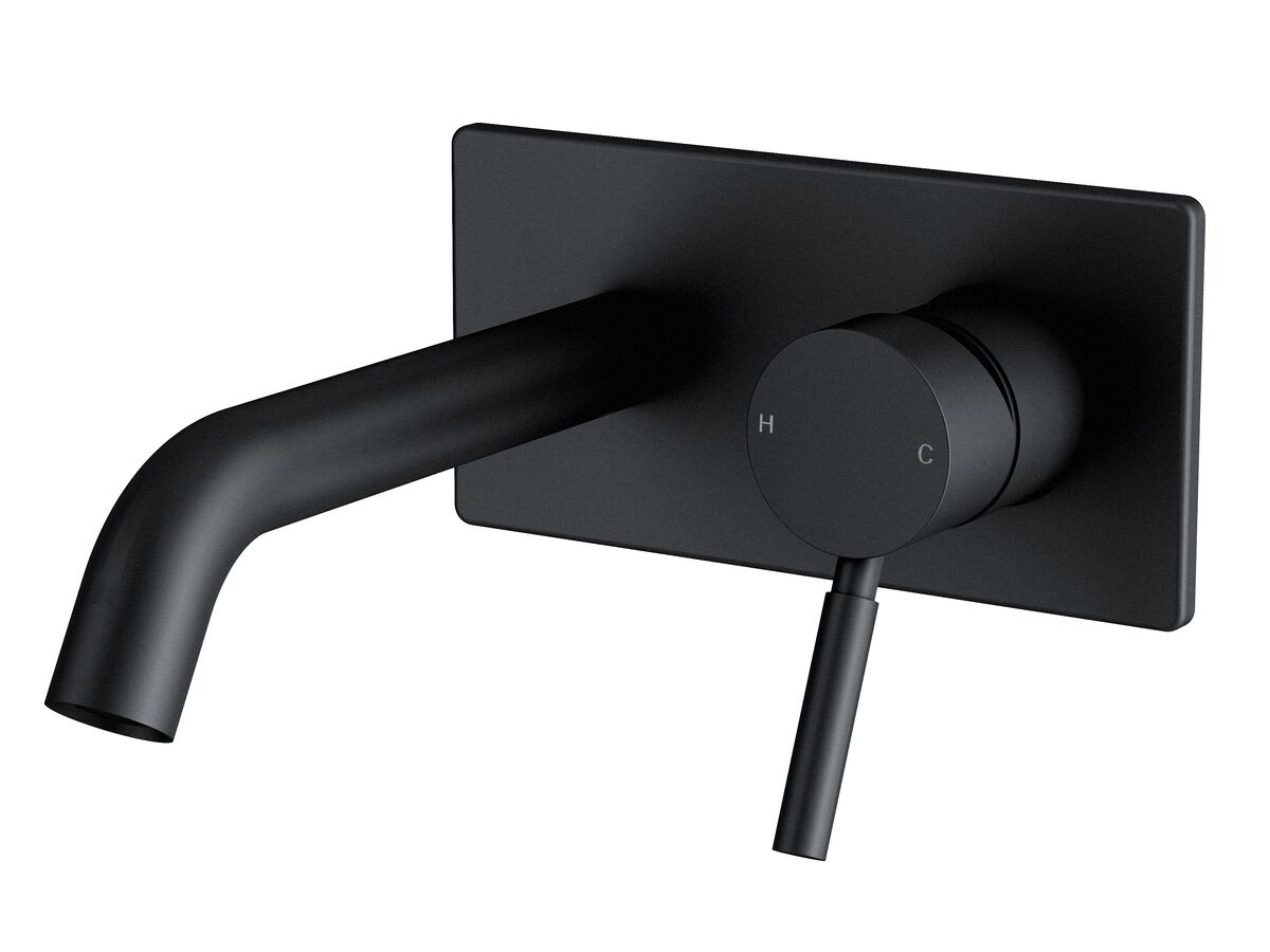 Mizu Drift Wall Basin Mixer Set 200mm Matte Black (4 Star)