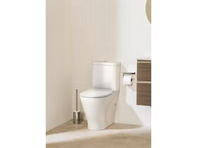 Roca The Gap Round Close Coupled Back to Wall Rimless Overheight Back/Bottom Inlet Toilet Suite with Soft Close Quick Release Thin Seat White (4 Star)