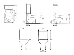 American Standard Studio Square Close Coupled (P Trap) with Soft Close Quick Release White (4 Star)