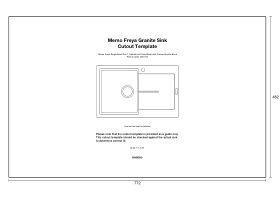 Cutout Template - Memo Freya Single Bowl Sink 1 Taphole Left Hand Bowl with Drainer Granite Black